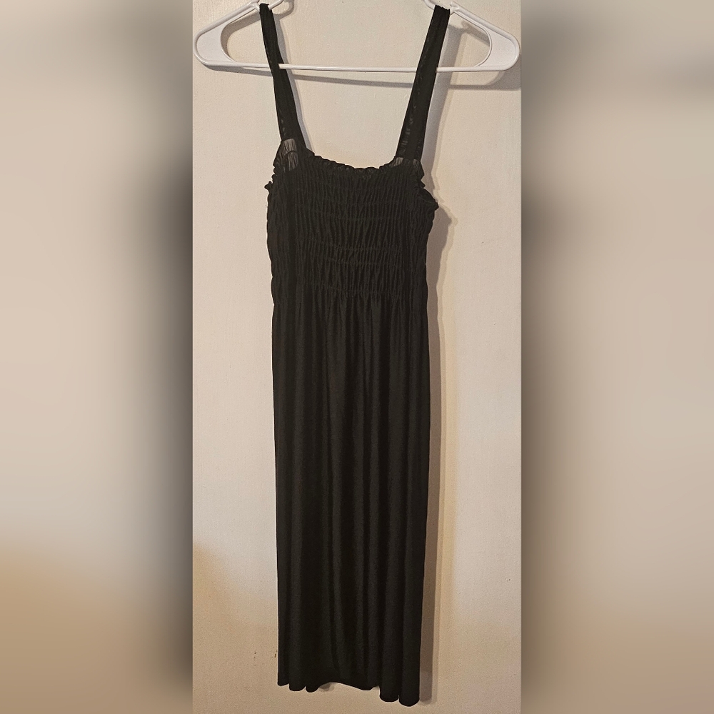 Frenchi Black Square Neck Sleeveless Midi Dress